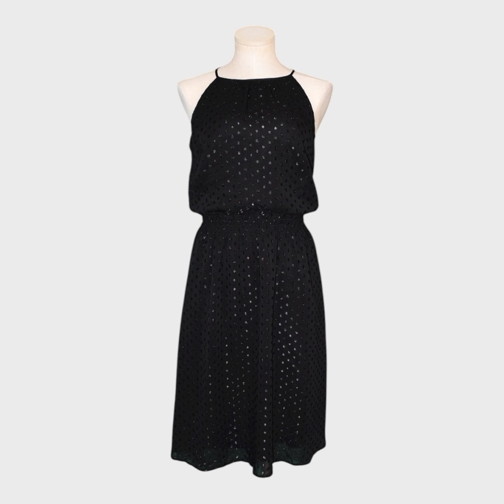 White House Black Market Shimmery‎ Dot Halter Midi Dress